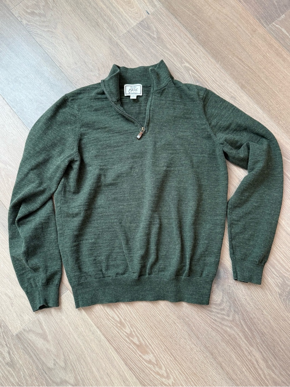 Jos. A. Bank Men's Olive Green Quarter-Zip Sweater 100% cotton